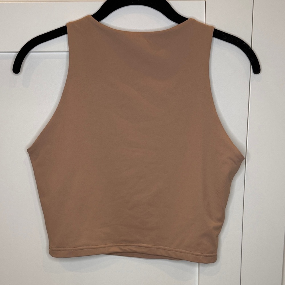 ReoRia Sleeveless Crop Tank Top - Beige Tan - Picture 3 of 3